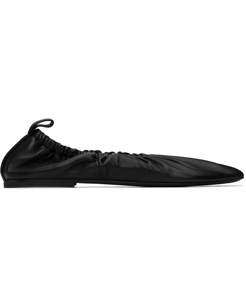 Jil Sander Black Gathered Ballerina Flats 001