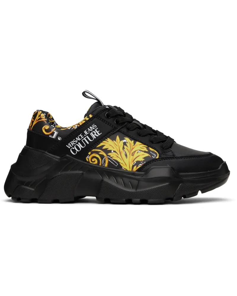 Versace Jeans Black Chain Couture Speedtrack Sneakers Eg89