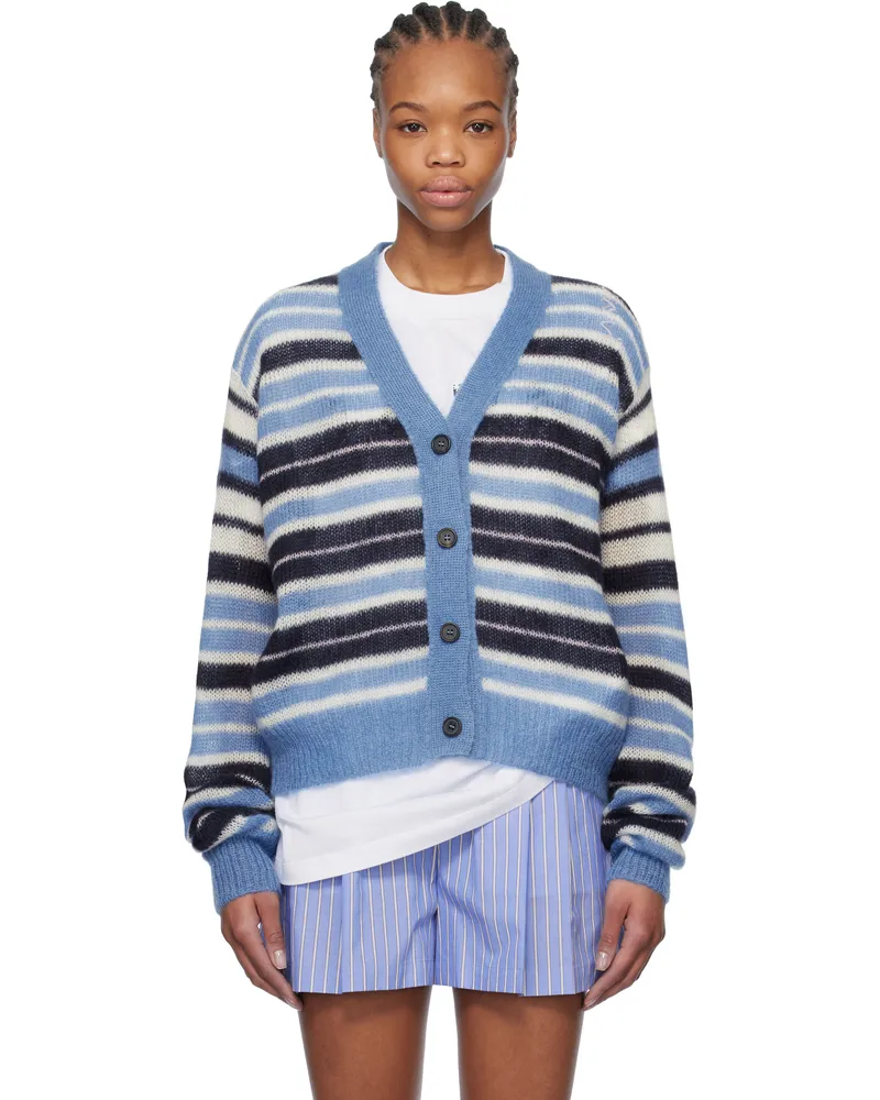 Marni Blue Striped Mohair Cardigan Stb26