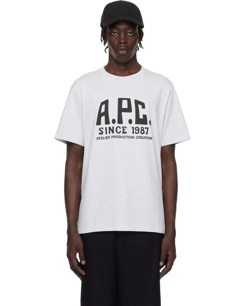 A.P.C. Gray Print Label T-shirt Pla