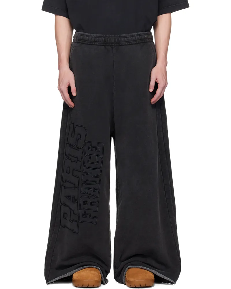 VETEMENTS Black 'Paris' XXXL Sweatpants Washed
