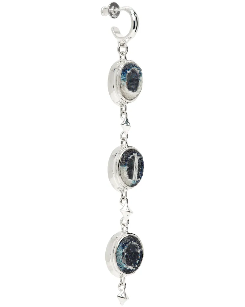 SWEETLIMEJUICE Silver Denim Oval String Earring Silver