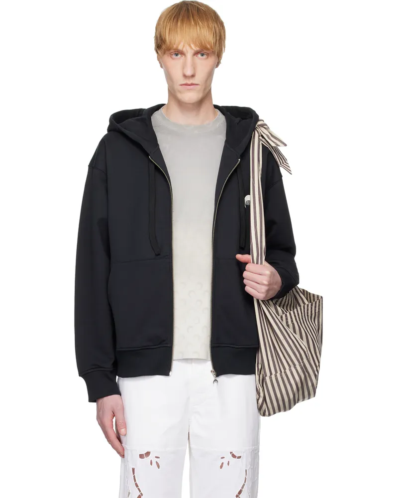 Marine Serre Black Moon Logo Fleece Zipped Hoodie Bk99