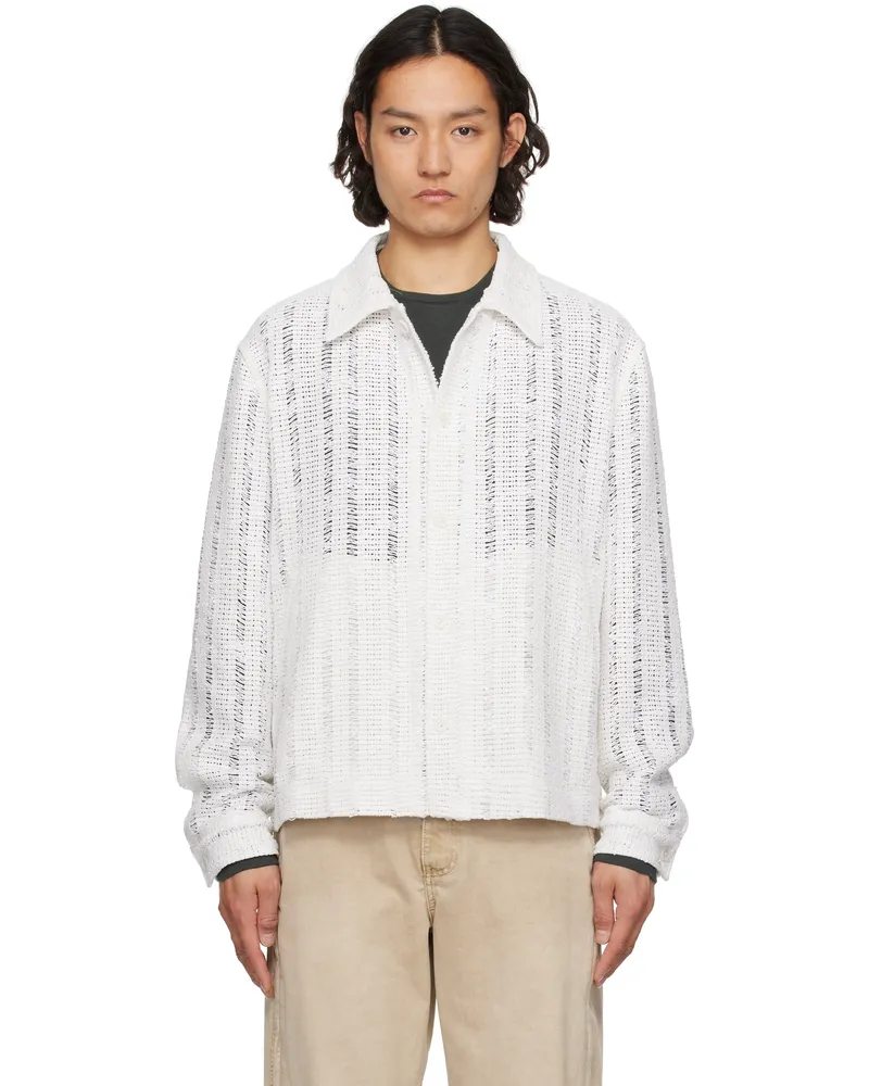 SOLID HOMME White Crochet Button Jacket 319w