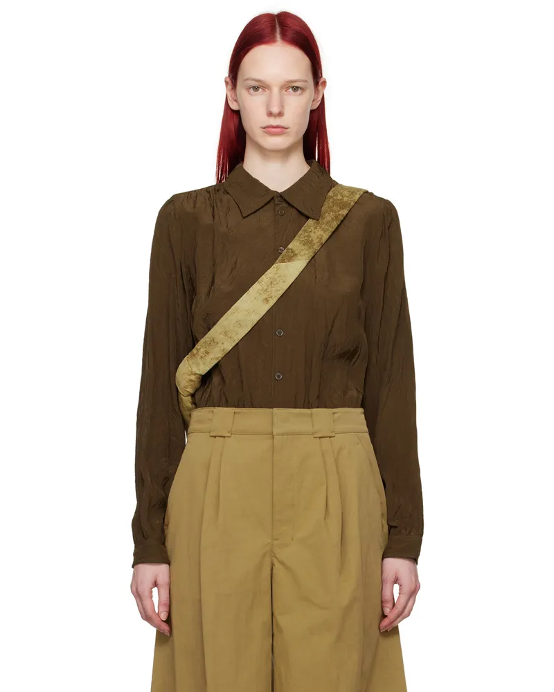 Christophe Lemaire Brown Gathered Blouse Br501