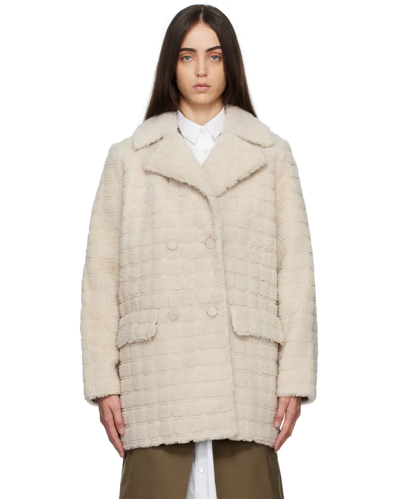 Yves Salomon Off-White Check Coat A1006