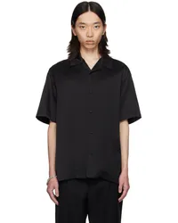 Jil Sander Black Open Spread Collar Shirt Black