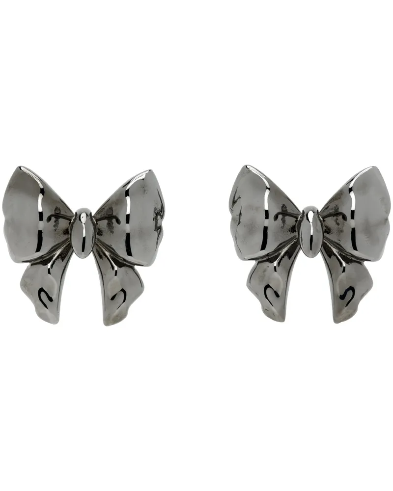Hugo Kreit Gunmetal Bow Earrings Silver