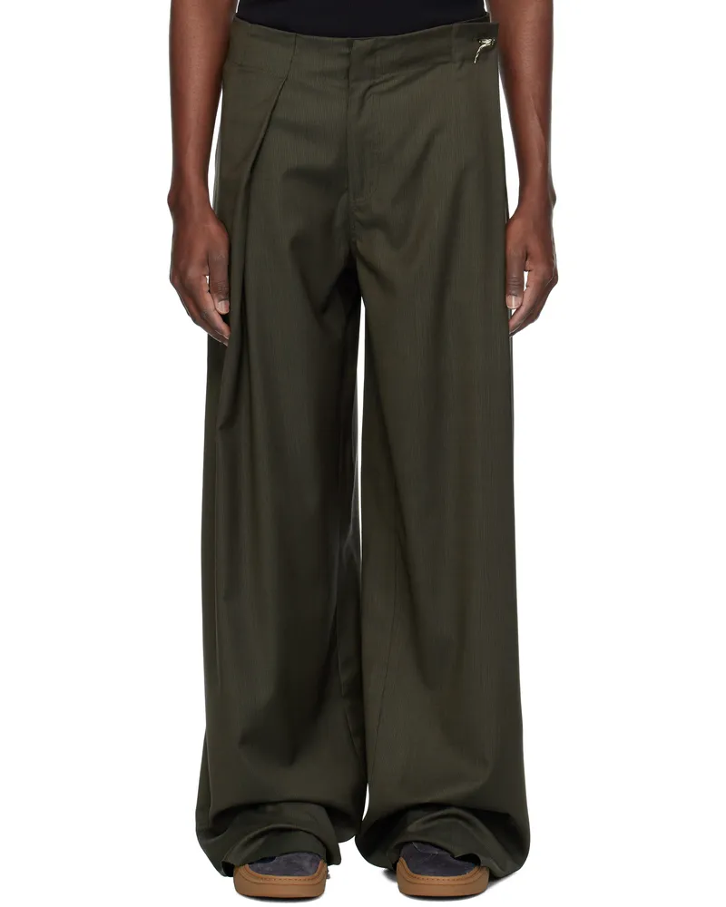 SERAPIS Brown Jewel Rudder Trousers Olive