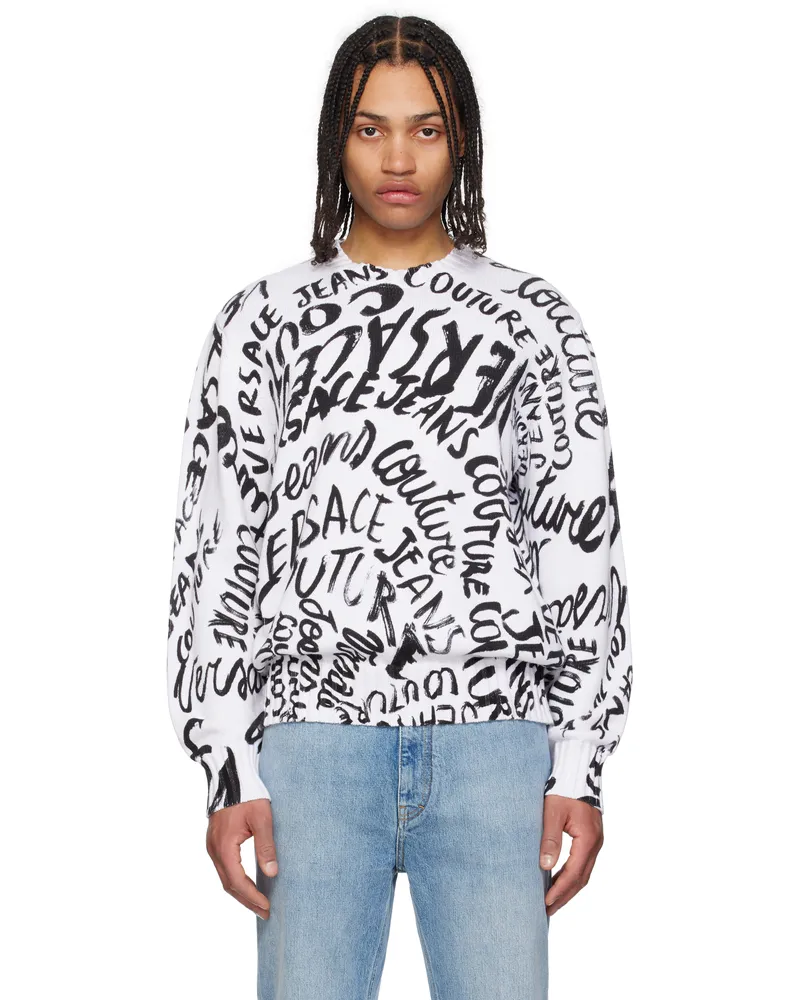 Versace Jeans White Logo Pattern Sweater El02-003+899