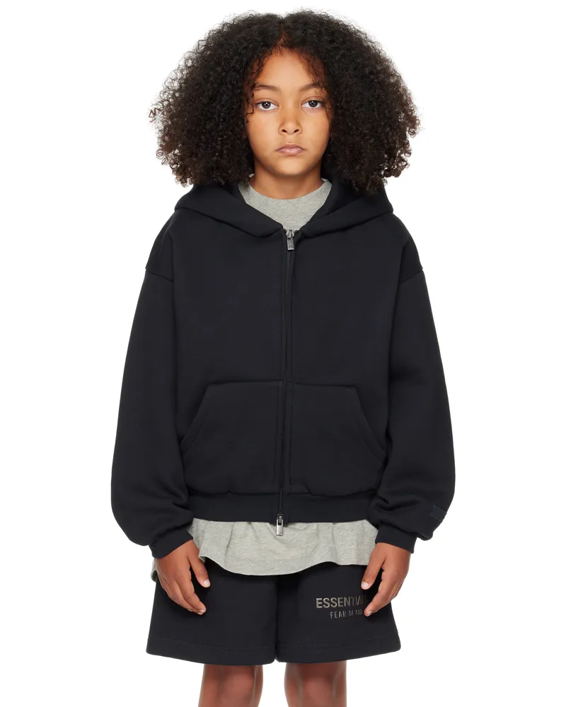 Fear of God Kids Black Fleece Zip Up Hoodie Jet