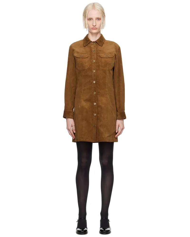 A.P.C. Tan Bonnie Midi Dress Cag