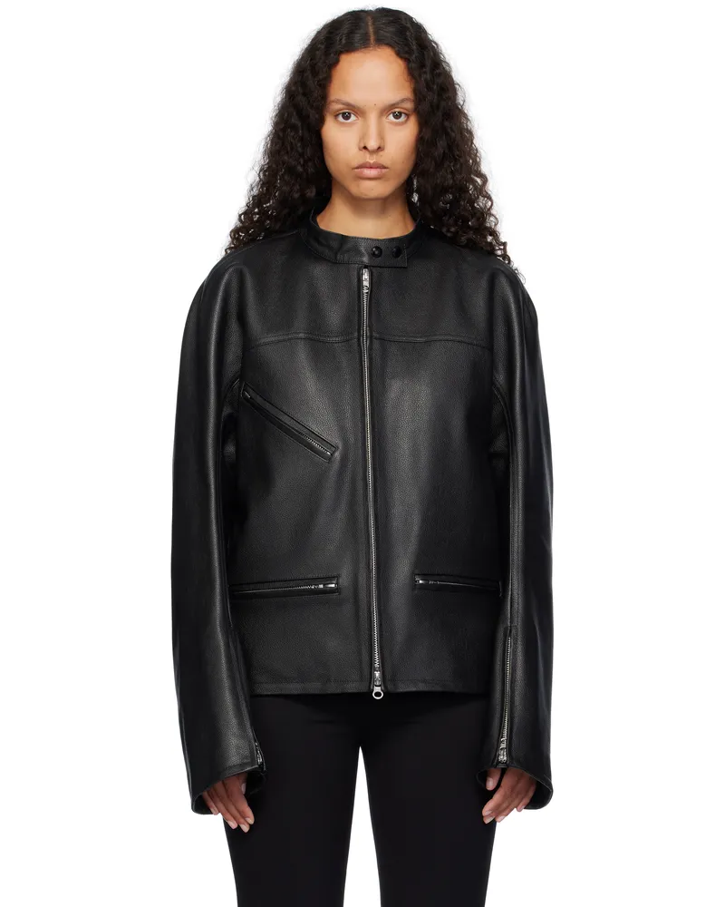 Courrèges Black Racer Buckle Leather Jacket 9999