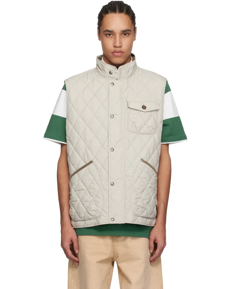 Ralph Lauren Beige 'The Beaton' Quilted Utility Vest Stoneware