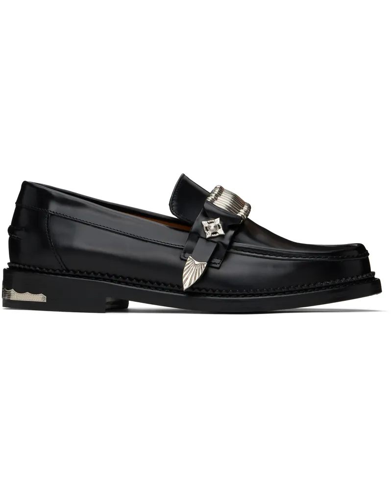 Toga Black Polished Loafers Black
