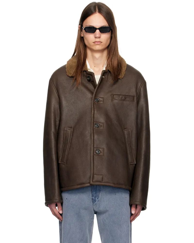 Our Legacy Brown Alaska Shearling Jacket Rustic