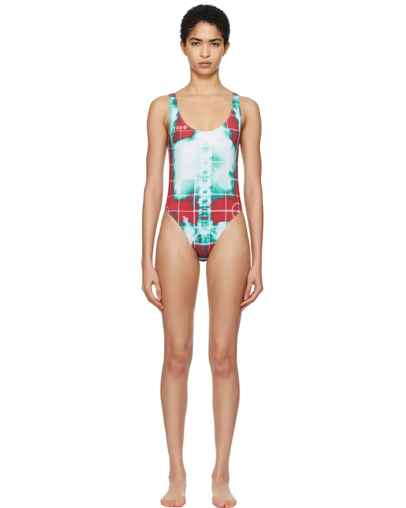 Jean Paul Gaultier SSENSE Exclusive Red & Green 'The Red Squeletor' Swimsuit 3058