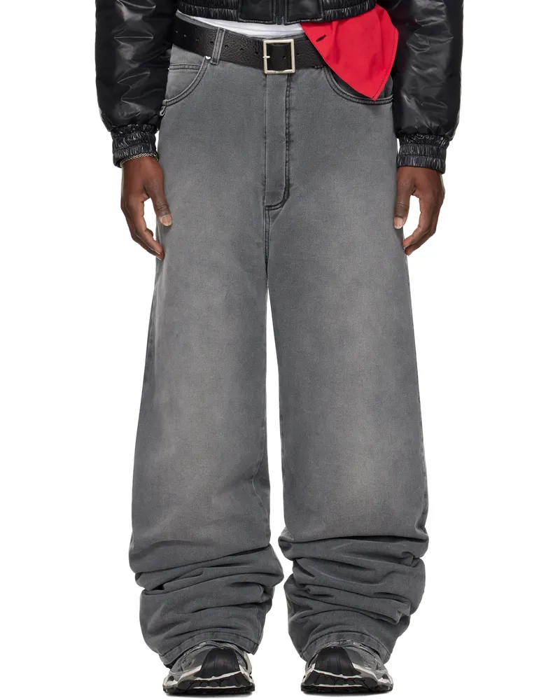 LU'U DAN Gray Wadded Stack Jeans Outcast