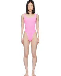 Hunza G Pink Square Neck Swimsuit Bubblegum