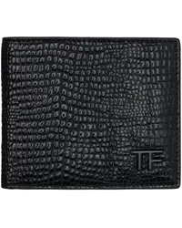 Tom Ford Black Printed Leather T Line Classic Wallet Black