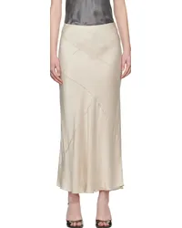 Silk Laundry Off-White Splice Maxi Skirt Hazelnut