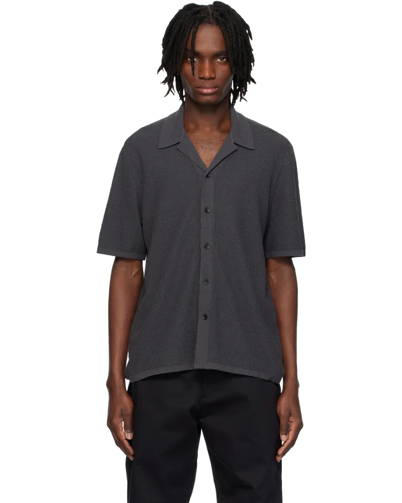 Rag & Bone Gray Zig-Zag Avery Polo Dark