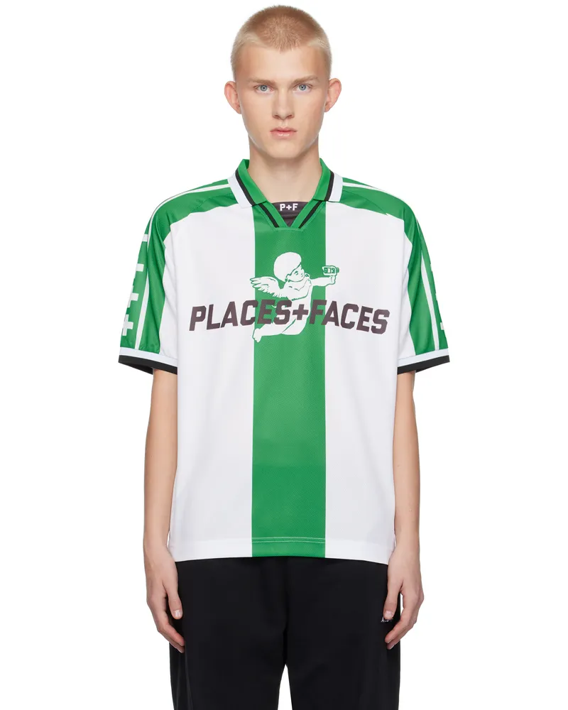 PLACES+FACES White & Green 'P+F' Kit Polo White