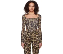 Brown Leopard Maude Long Sleeve Corset