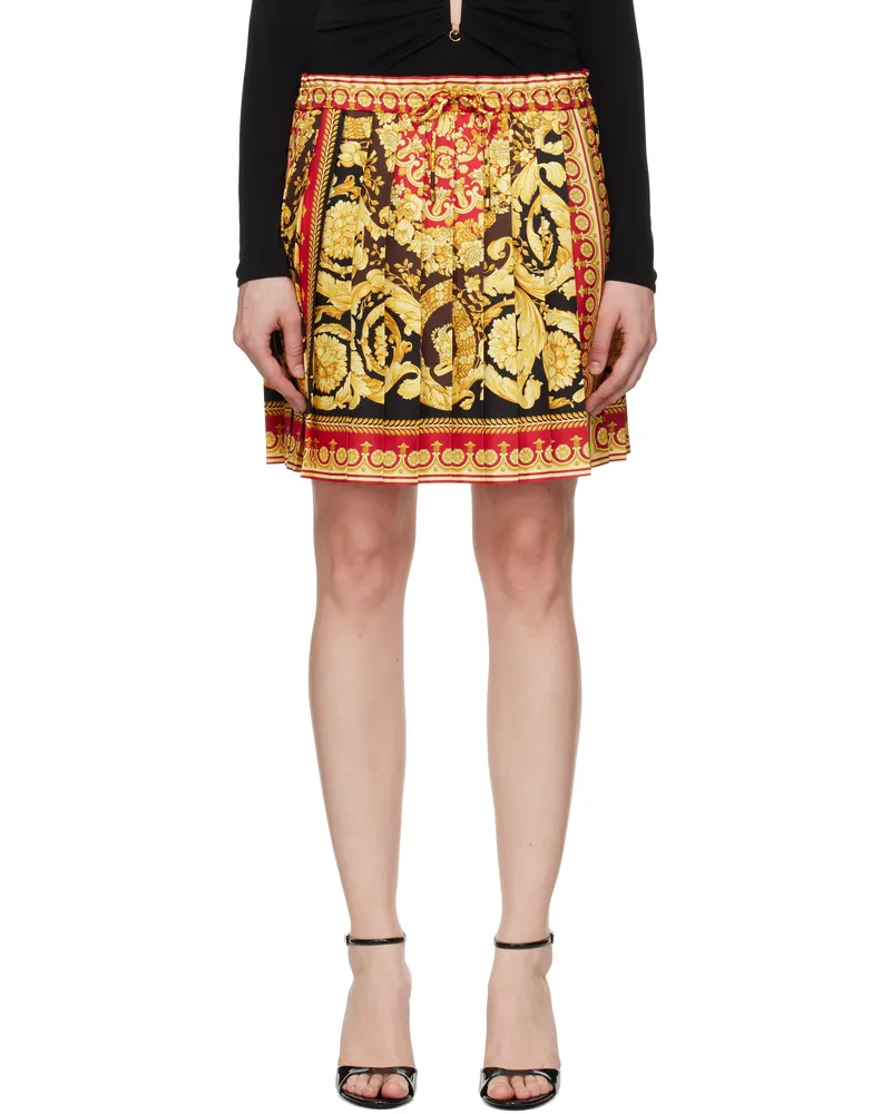 Versace Yellow & Red Barocco 92 Foulard Silk Miniskirt 5r650-parade