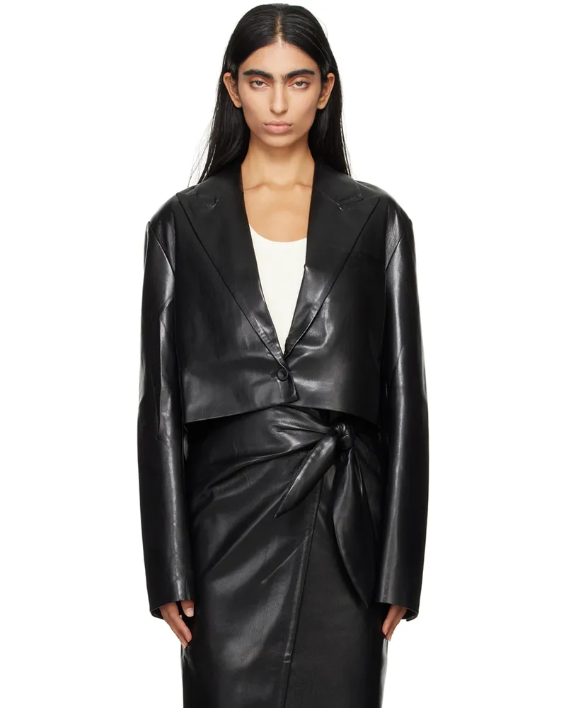 Nanushka Black Aidula Vegan Leather Blazer Black