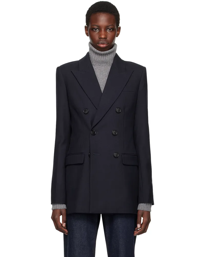 AMI Paris Navy Double-Breasted Blazer Navy