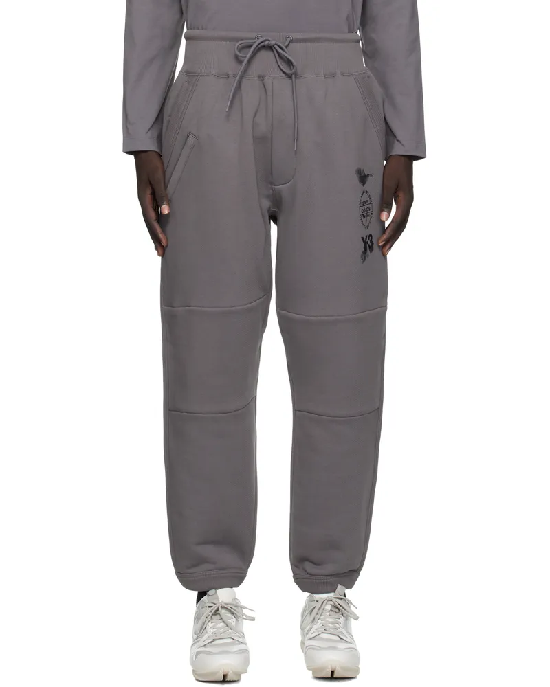 Y-3 Gray Cuffed Track Pants Granit