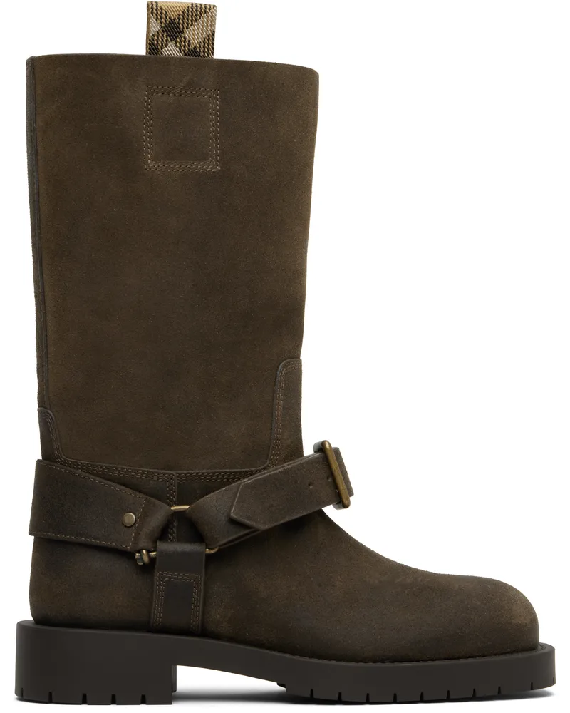 Burberry Brown Suede Soft Saddle Low Boots Loch