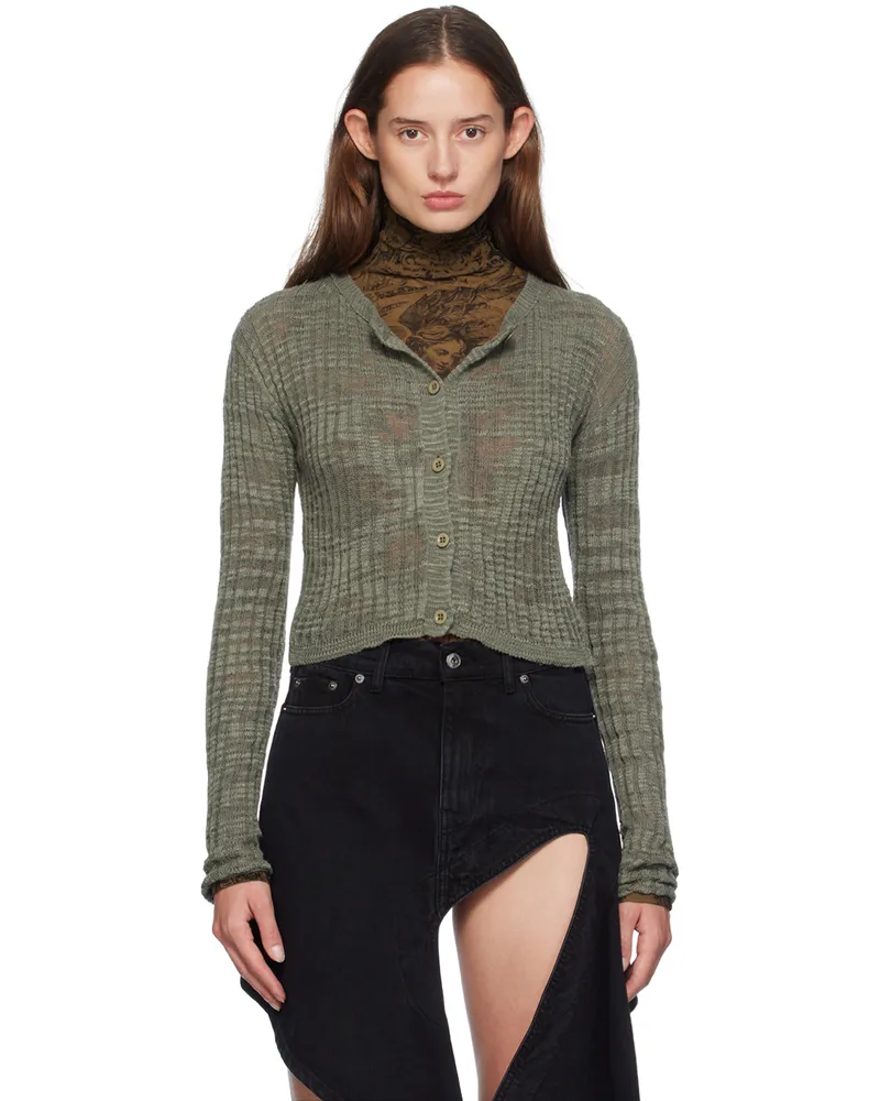 Acne Studios Green Wide Rib Cardigan Dpc