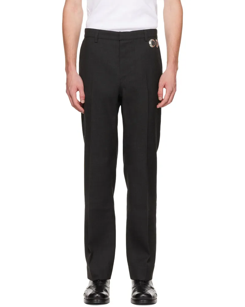 STEFAN COOKE Gray Polyester Trousers Grey