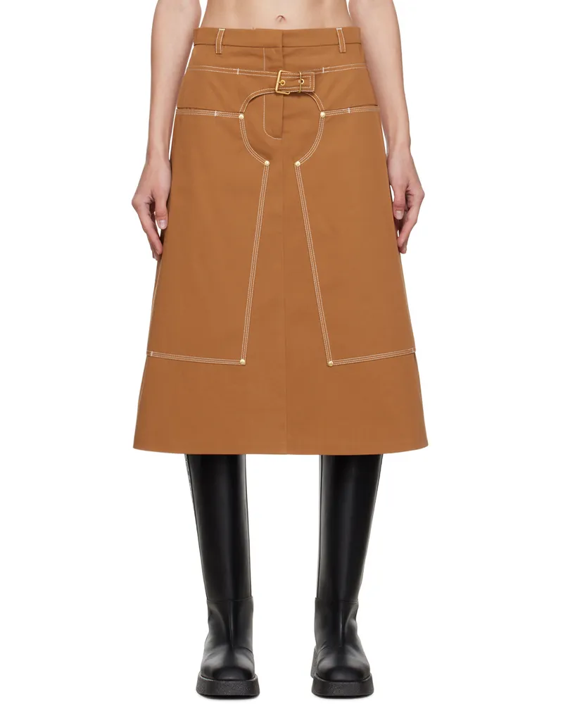 Stella McCartney Brown A-Line Midi Skirt 2003