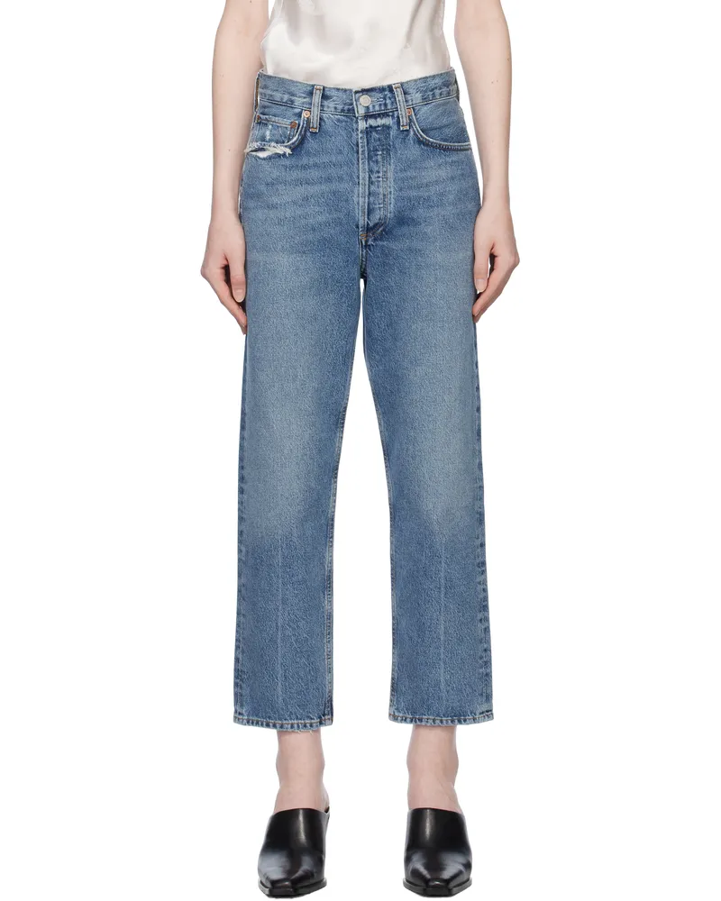 AGOLDE Blue 90's Crop Mid Rise Straight Jeans Hooked