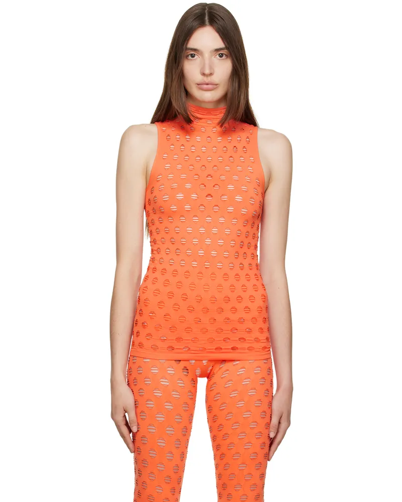 Maisie Wilen Orange Perforated Tank Top Carrot