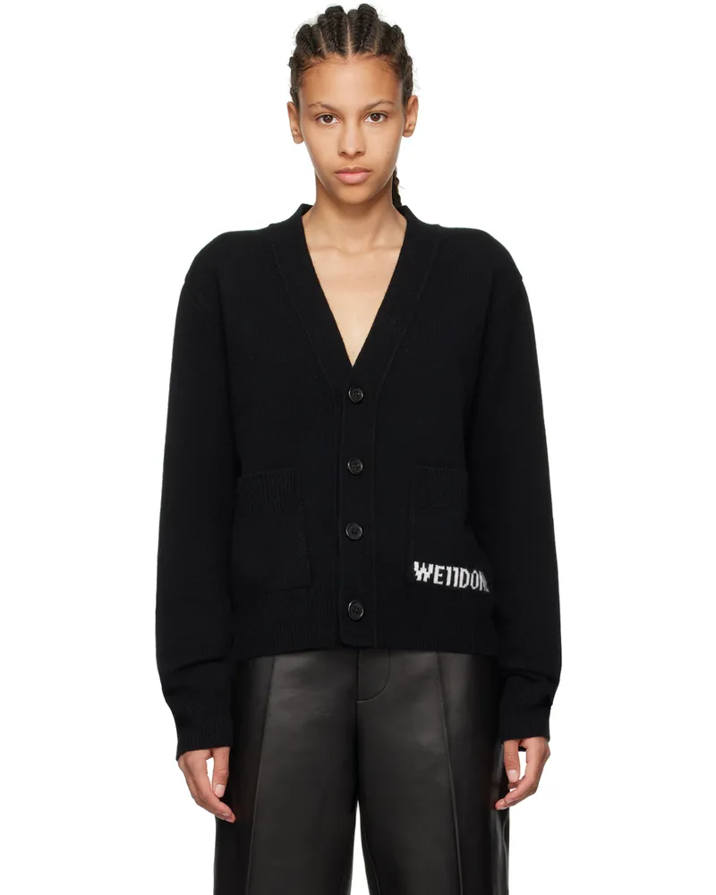 WE 11 DONE Black Patch Pocket Cardigan Black