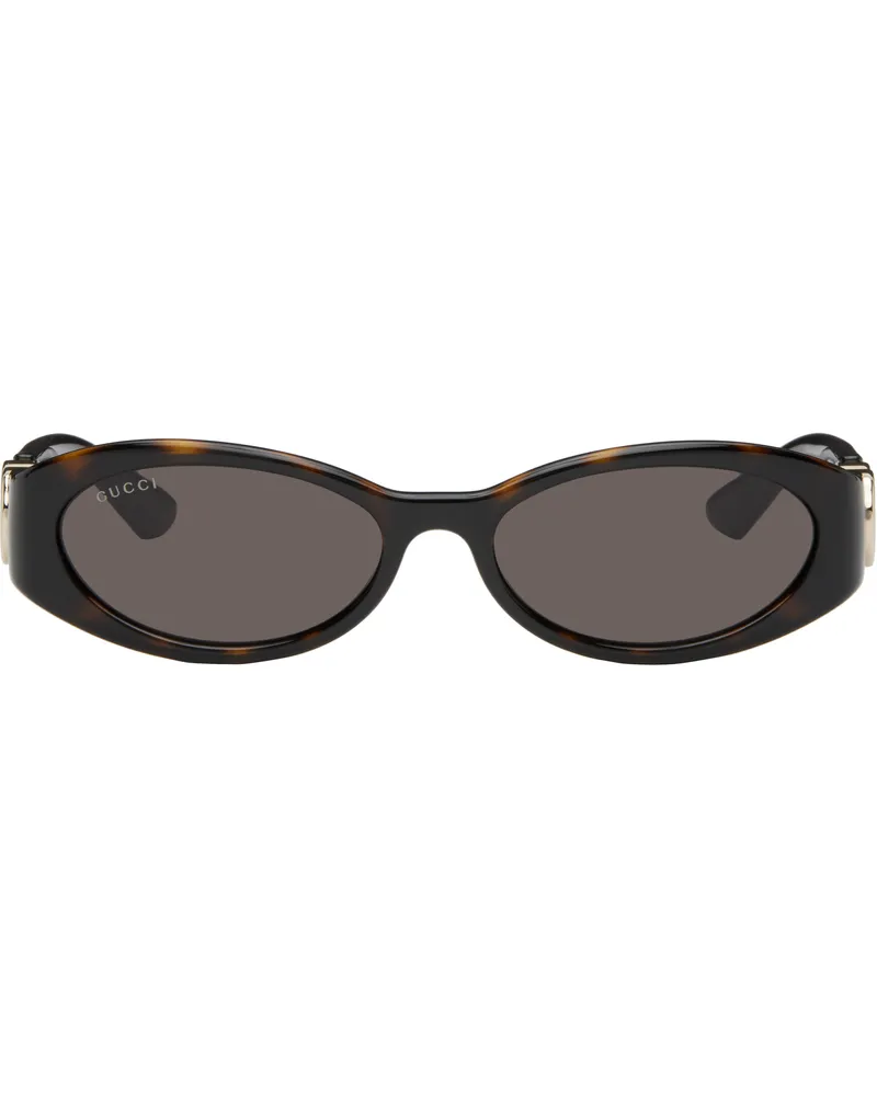 Gucci Brown Oval Frame Sunglasses 002