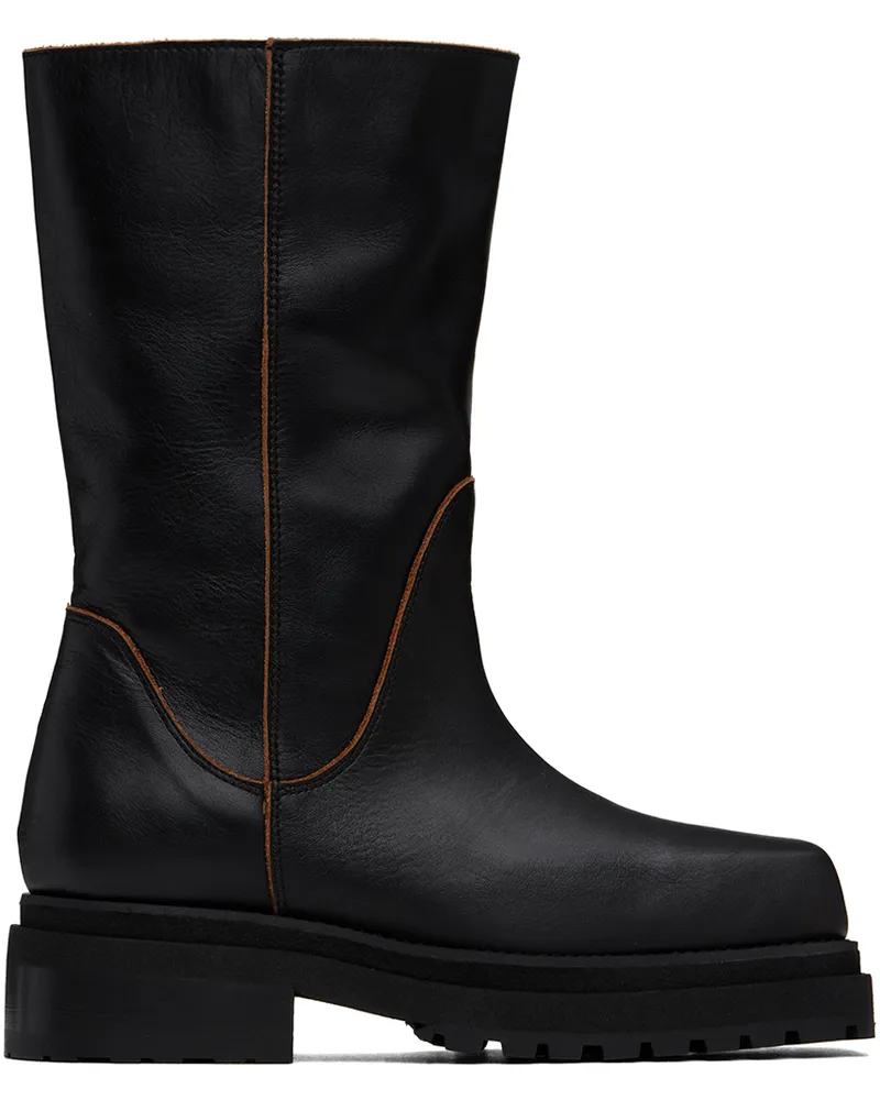 Eckhaus Latta Black Stacked Boots Black
