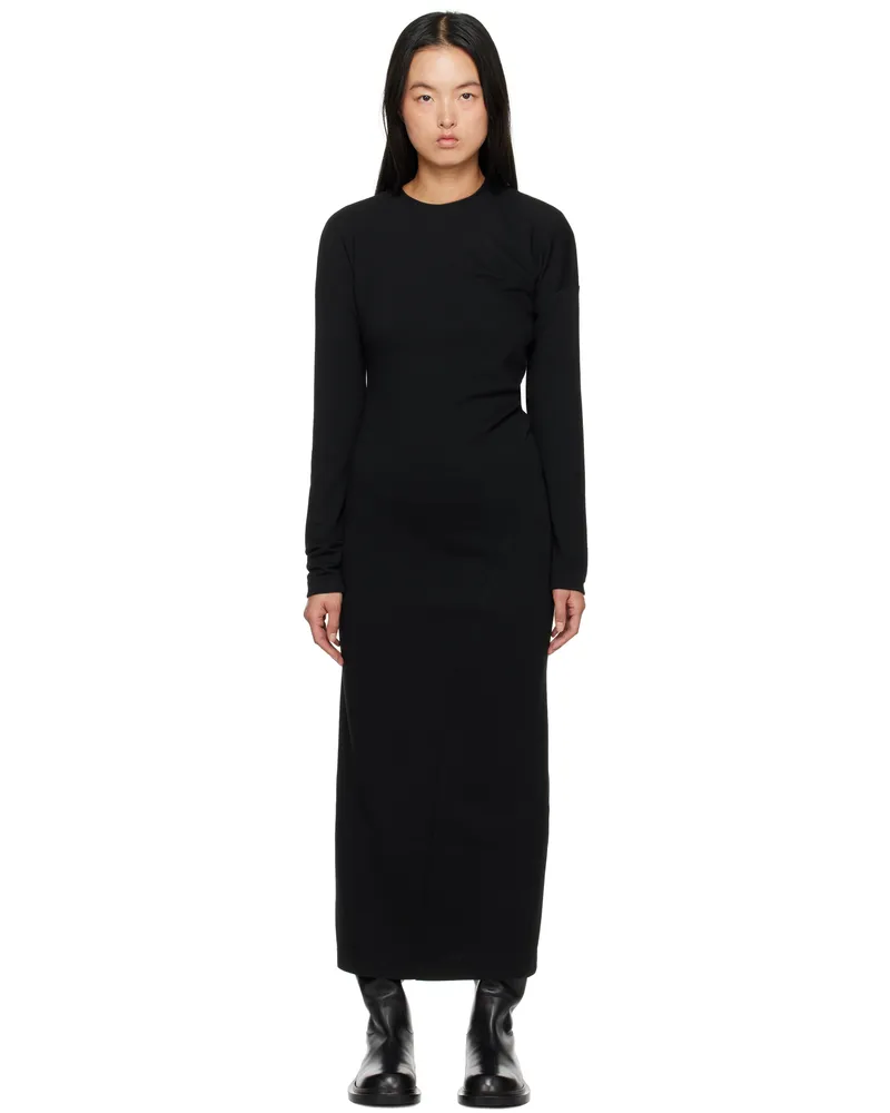 Totême Black Twisted Jersey Midi Dress Black