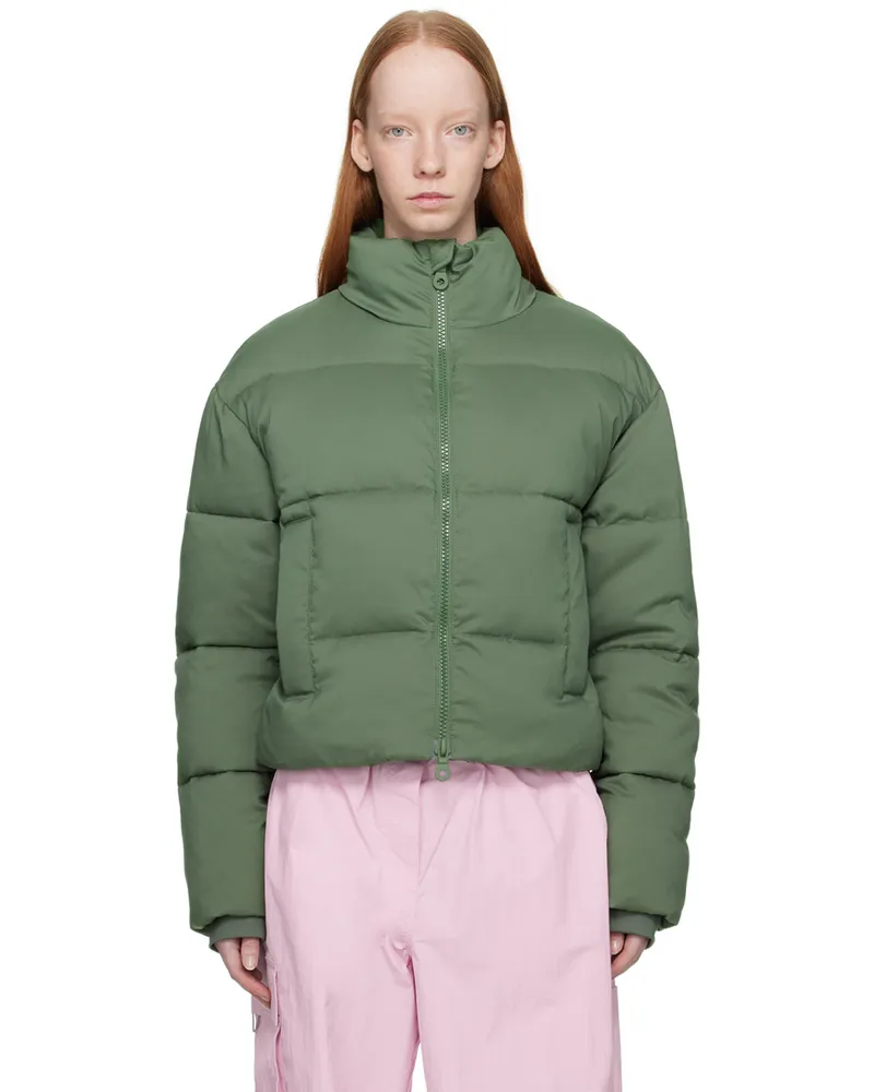 Girlfriend Collective Green Cropped Puffer Jacket Thyme