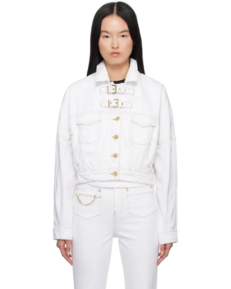 Ganni White Pin-Buckle Denim Jacket 151