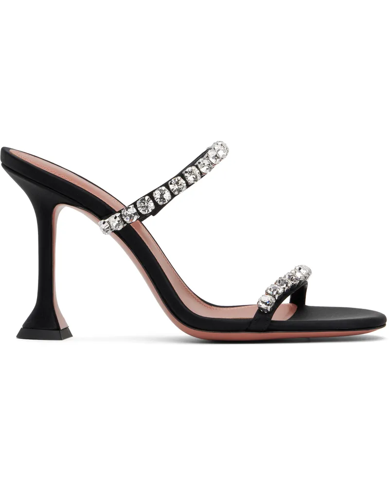 Amina Muaddi Black Gigi Slipper 95 Heeled Sandals Satin