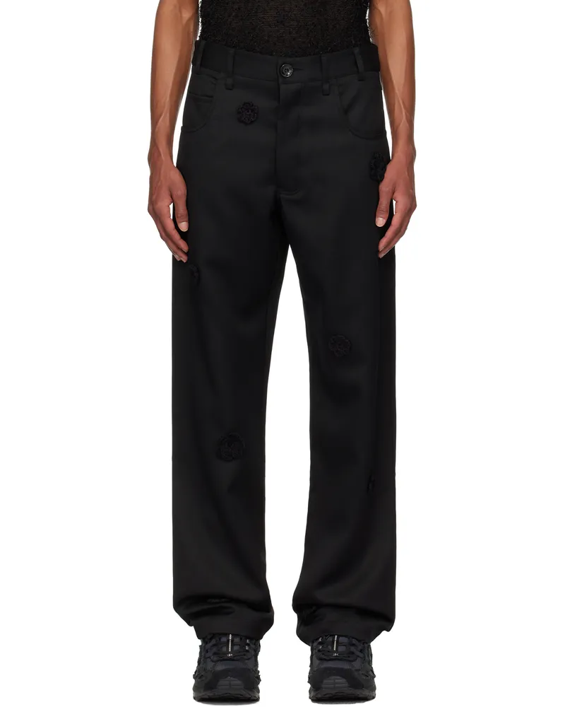 Song For The Mute Black Daisy Long Work Trousers Black
