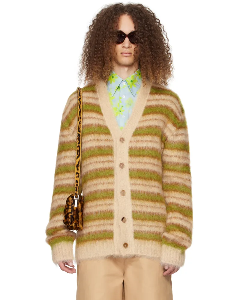 Marni Beige Striped Cardigan Rgw26