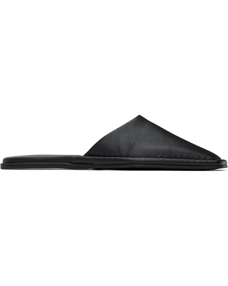 St. Agni Black Soft Square Toe Slippers Black
