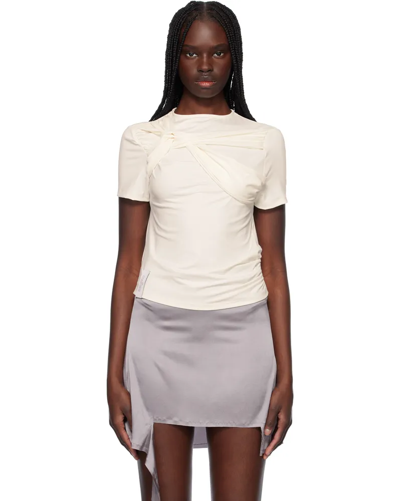 Rokh Off-White Twisted Knot Half Sleeve T-shirt Pm