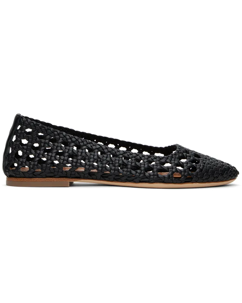 STAUD Black Nell Crochet Ballerina Flats Blk